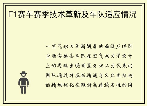 F1赛车赛季技术革新及车队适应情况